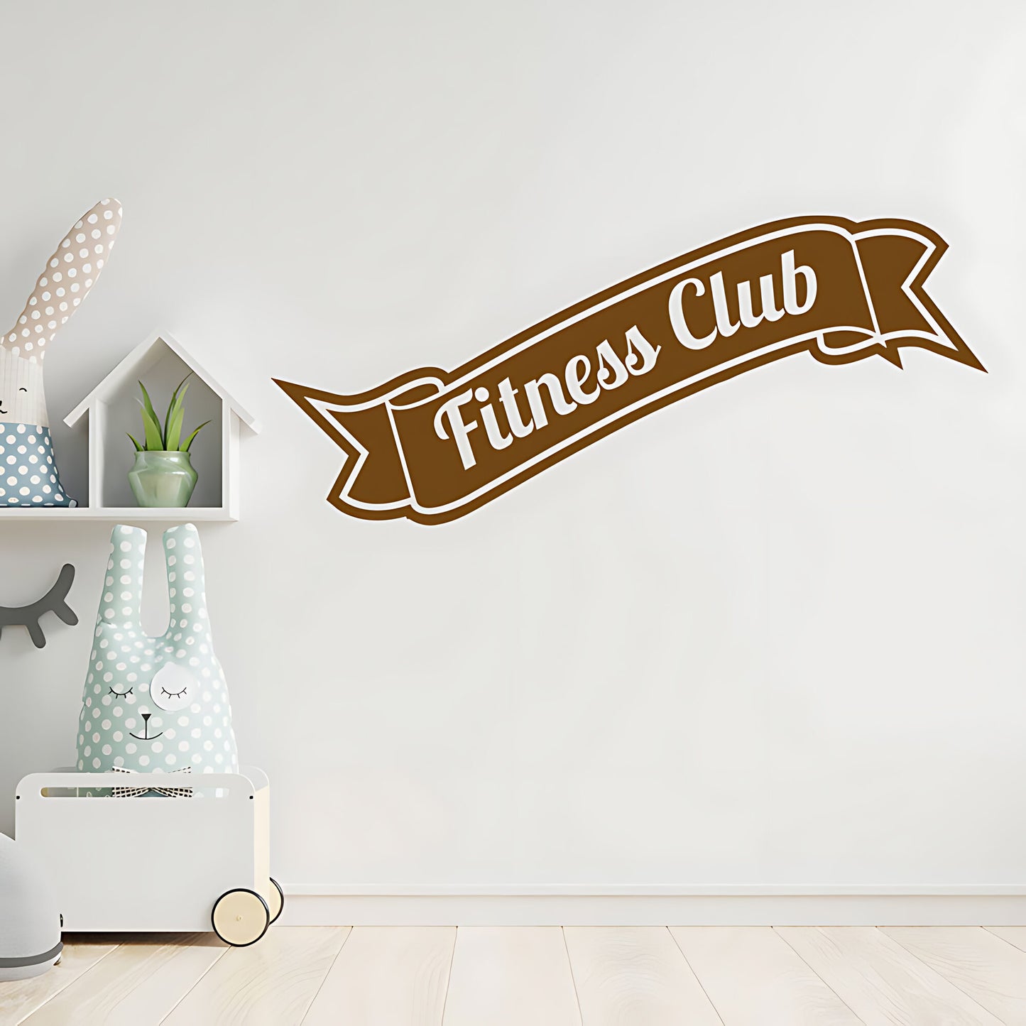Fitness Club Wall Sticker – Retro Banner Gym Exercise Vinyl Decal