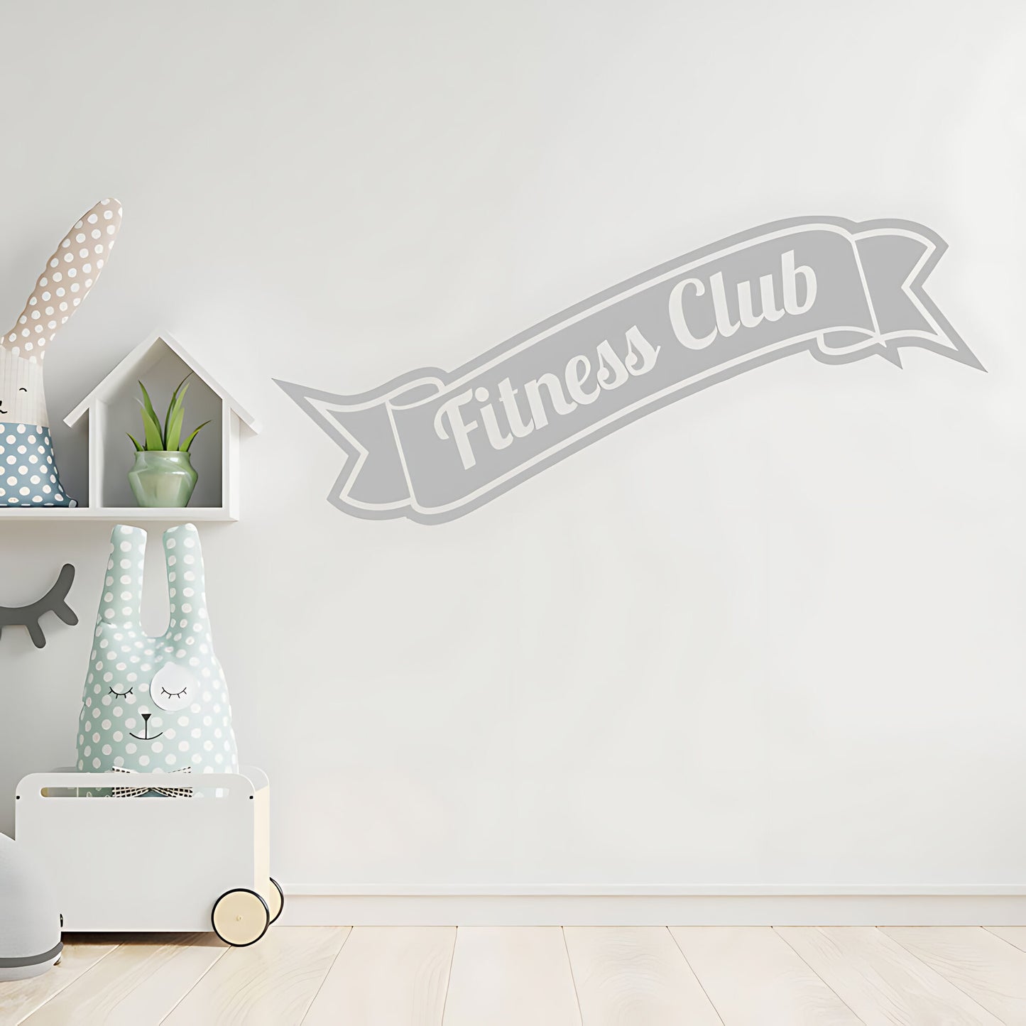 Fitness Club Wall Sticker – Retro Banner Gym Exercise Vinyl Decal