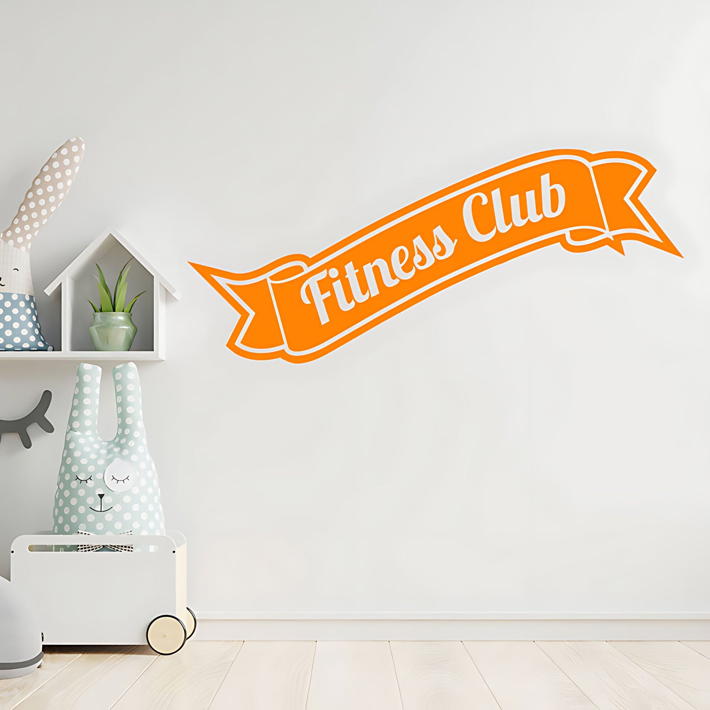 Fitness Club Wall Sticker – Retro Banner Gym Exercise Vinyl Decal