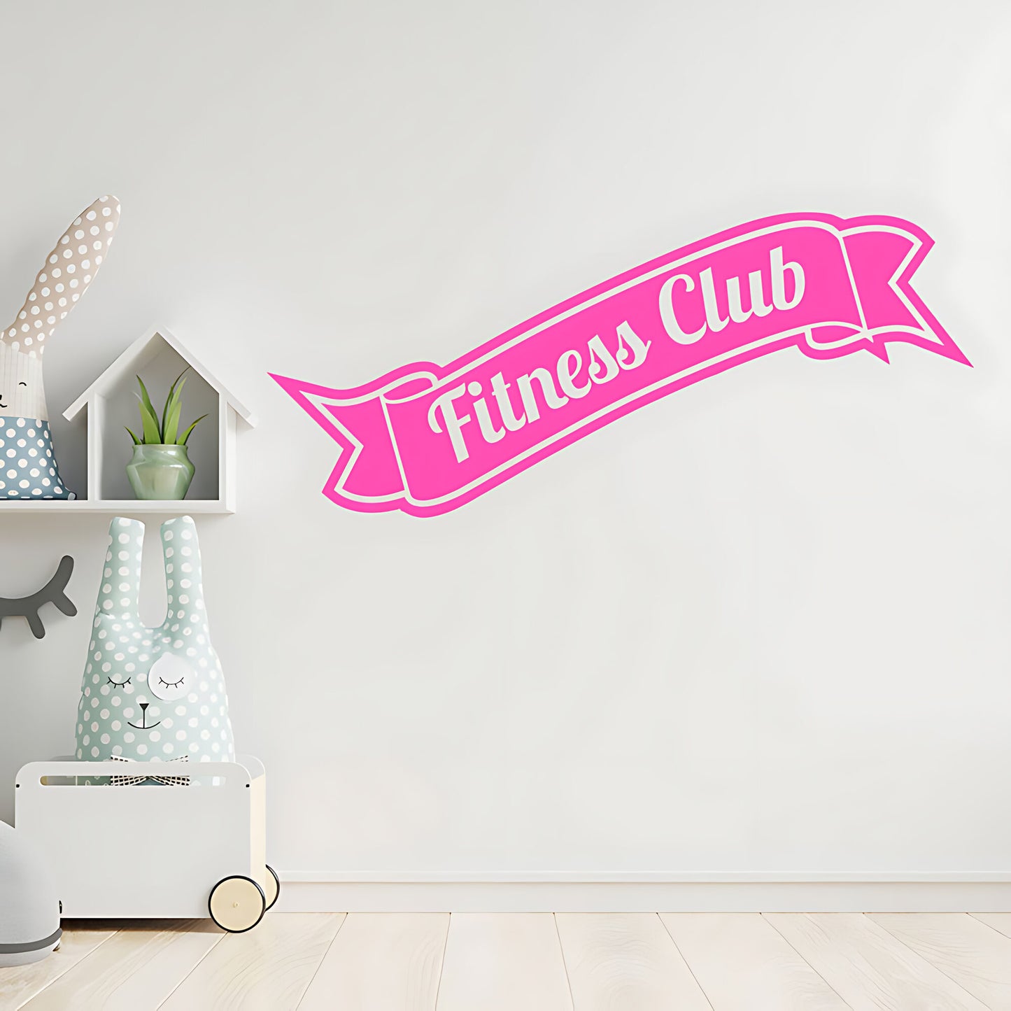 Fitness Club Wall Sticker – Retro Banner Gym Exercise Vinyl Decal
