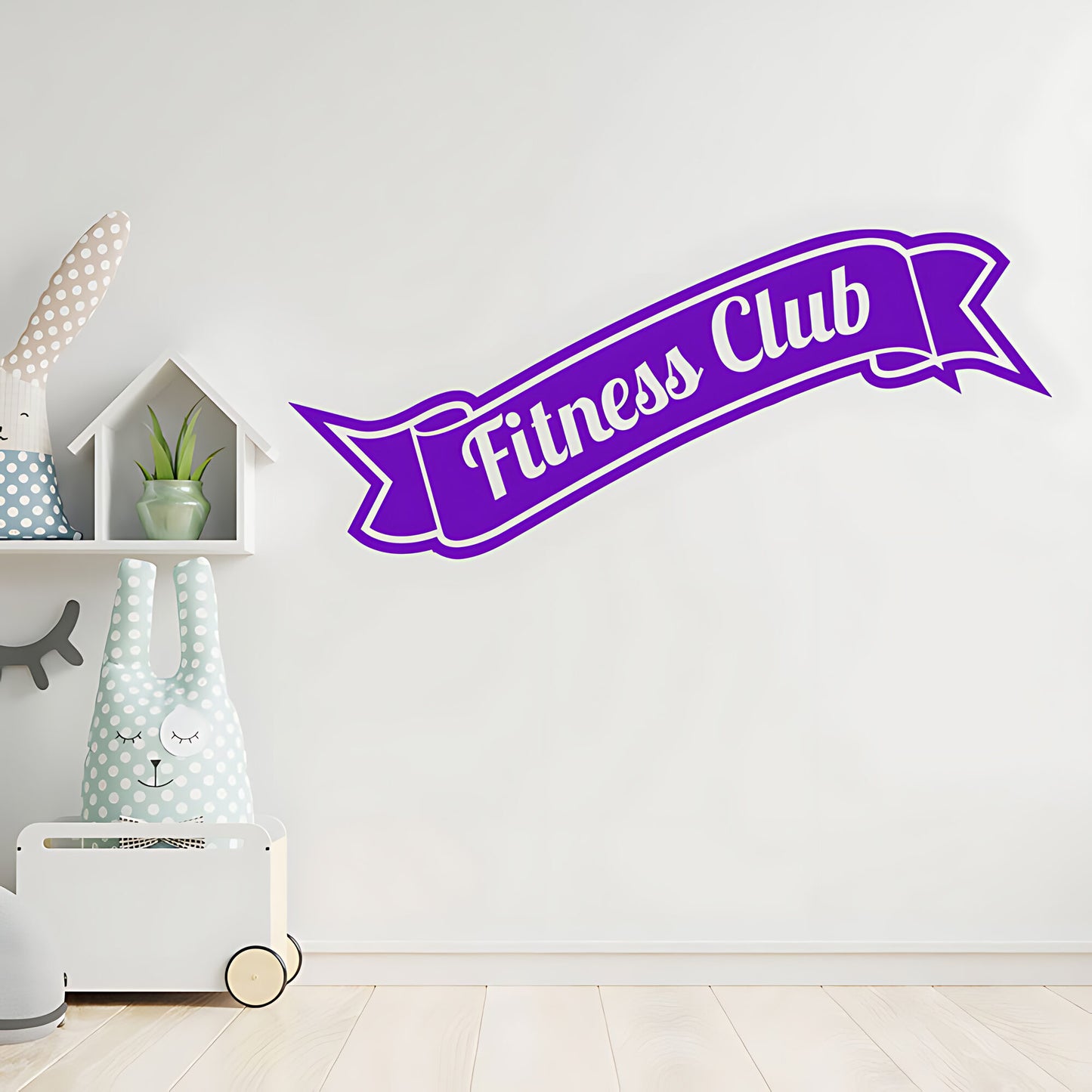 Fitness Club Wall Sticker – Retro Banner Gym Exercise Vinyl Decal