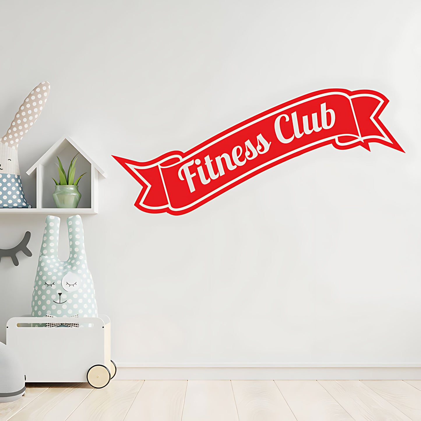 Fitness Club Wall Sticker – Retro Banner Gym Exercise Vinyl Decal