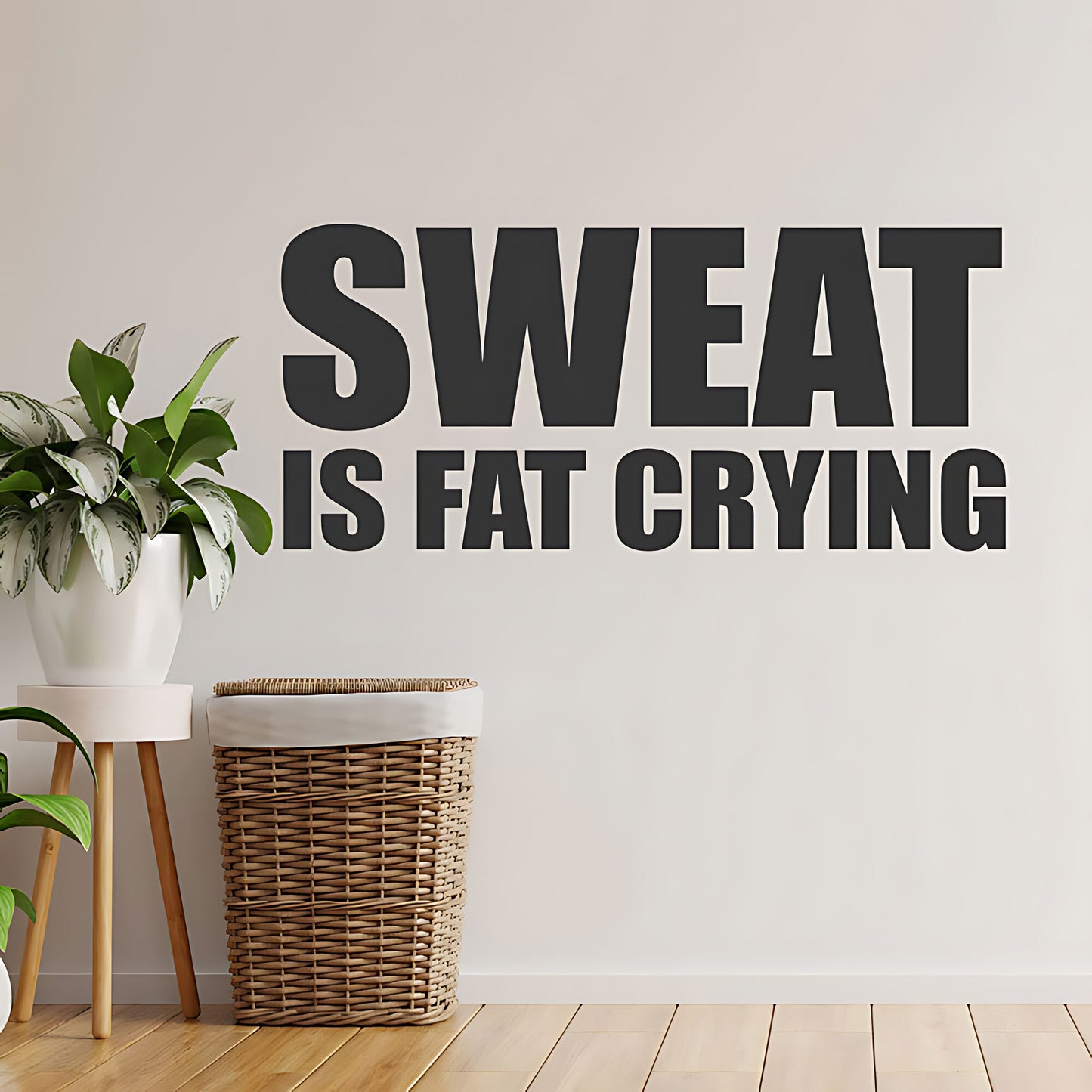 Sweat Is Fat Crying Wall Sticker – Gym Motivation Quote Decal