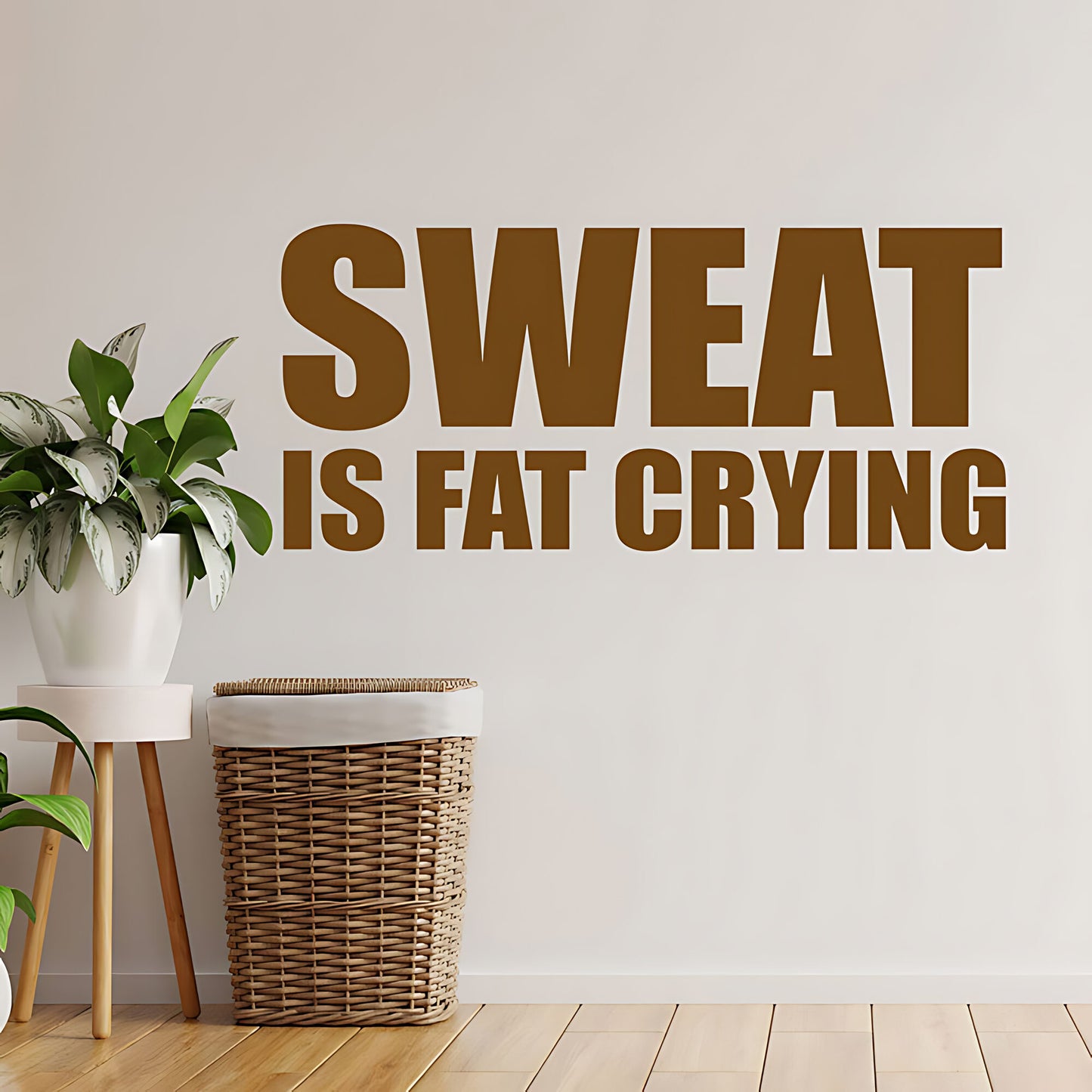 Sweat Is Fat Crying Wall Sticker – Gym Motivation Quote Decal