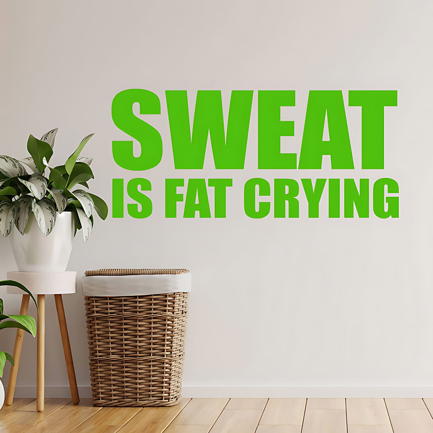 Sweat Is Fat Crying Wall Sticker – Gym Motivation Quote Decal