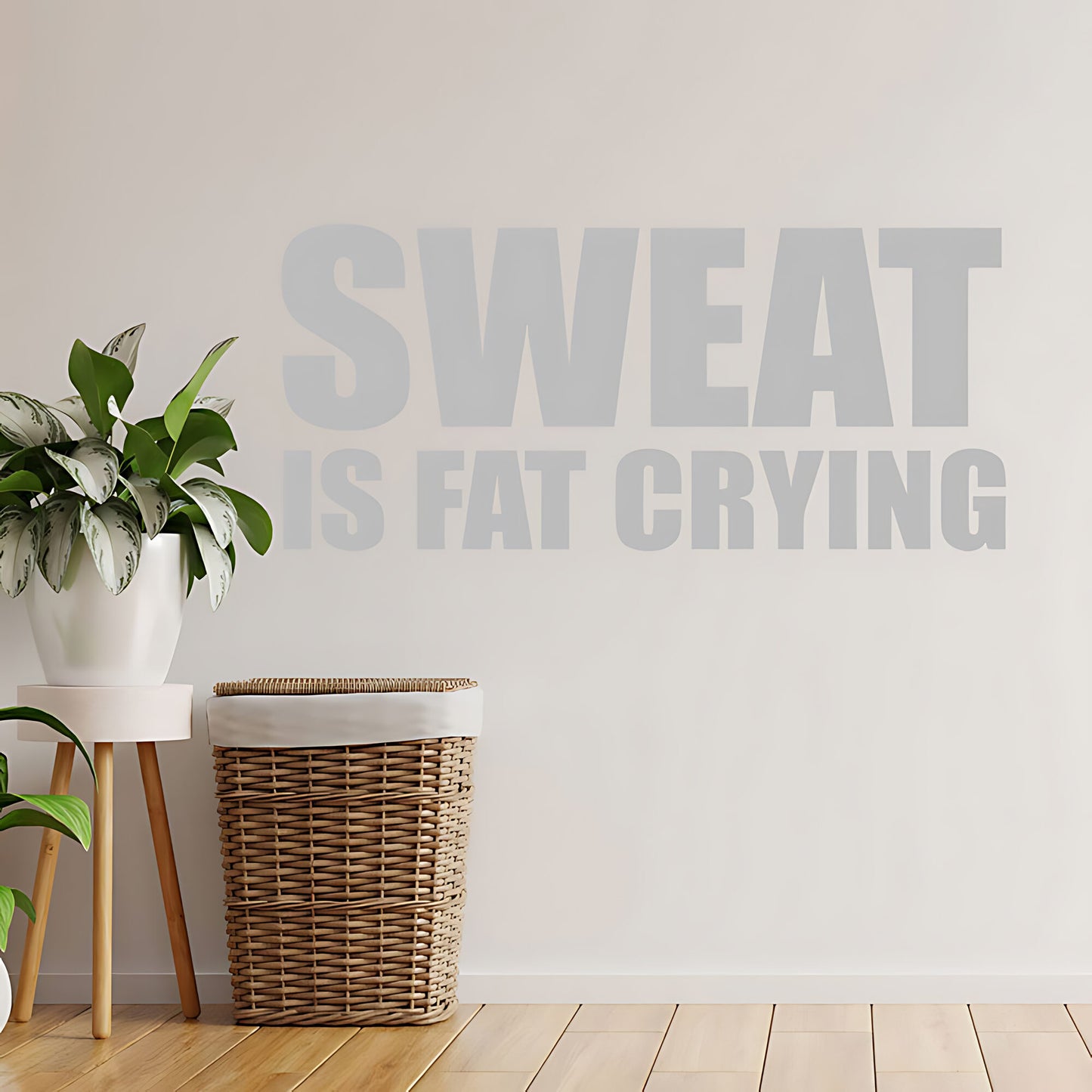 Sweat Is Fat Crying Wall Sticker – Gym Motivation Quote Decal