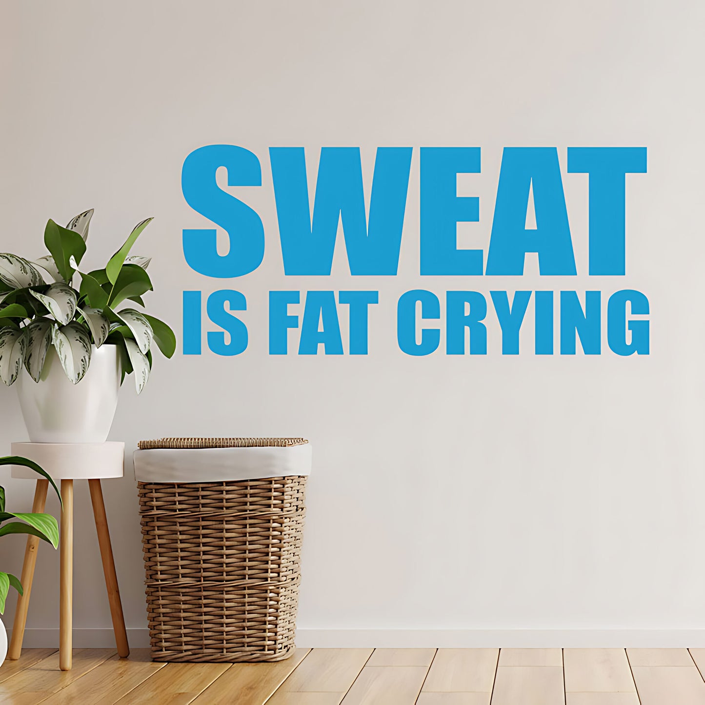 Sweat Is Fat Crying Wall Sticker – Gym Motivation Quote Decal