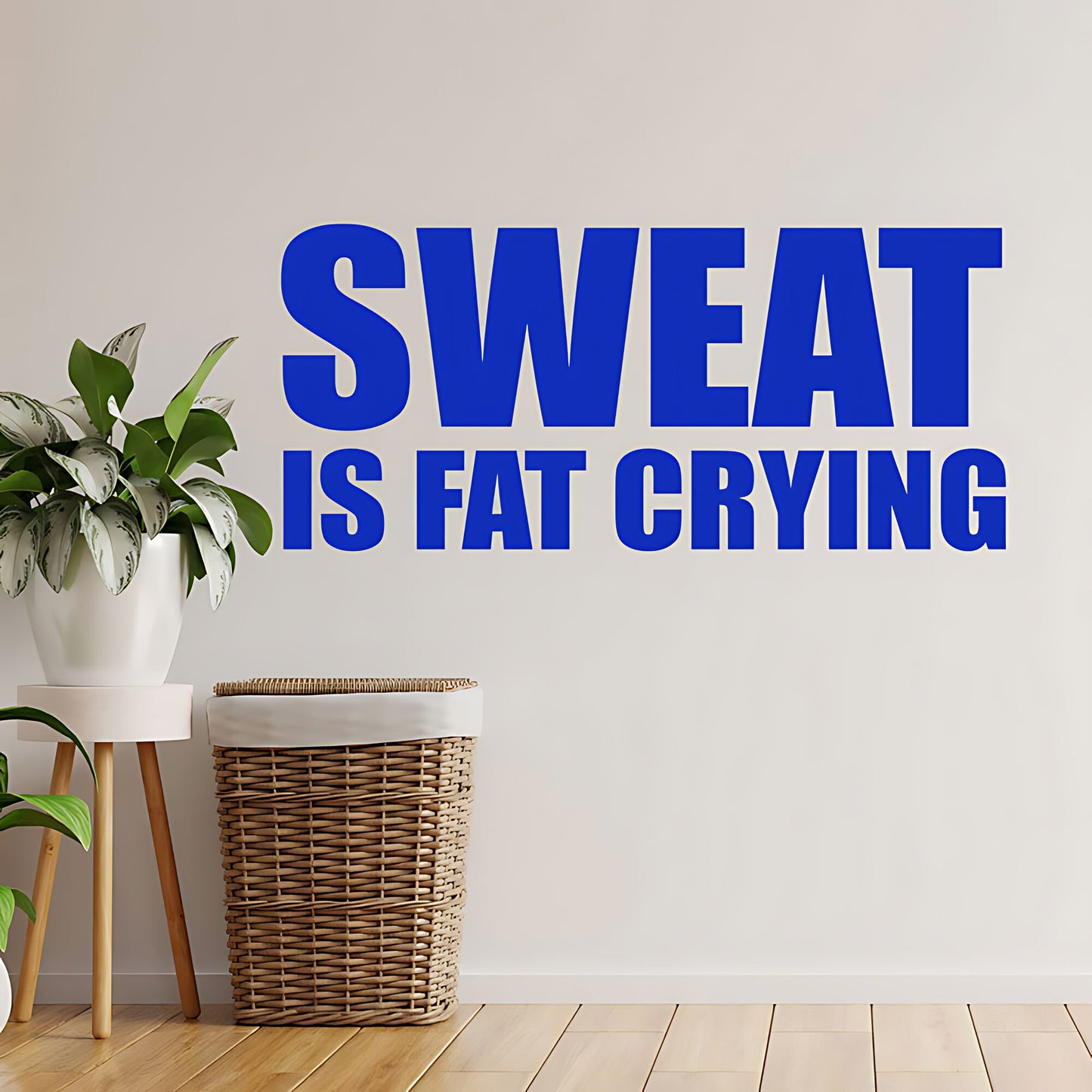Sweat Is Fat Crying Wall Sticker – Gym Motivation Quote Decal