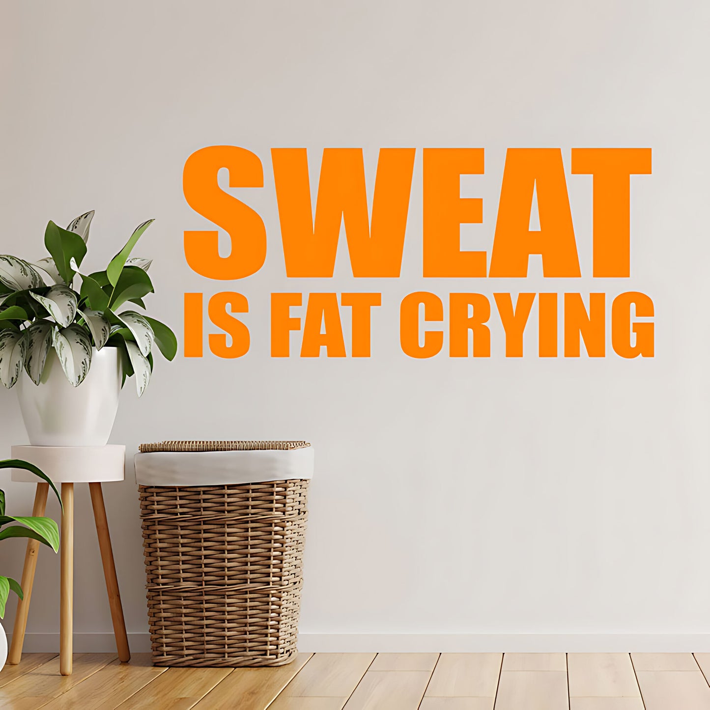Sweat Is Fat Crying Wall Sticker – Gym Motivation Quote Decal