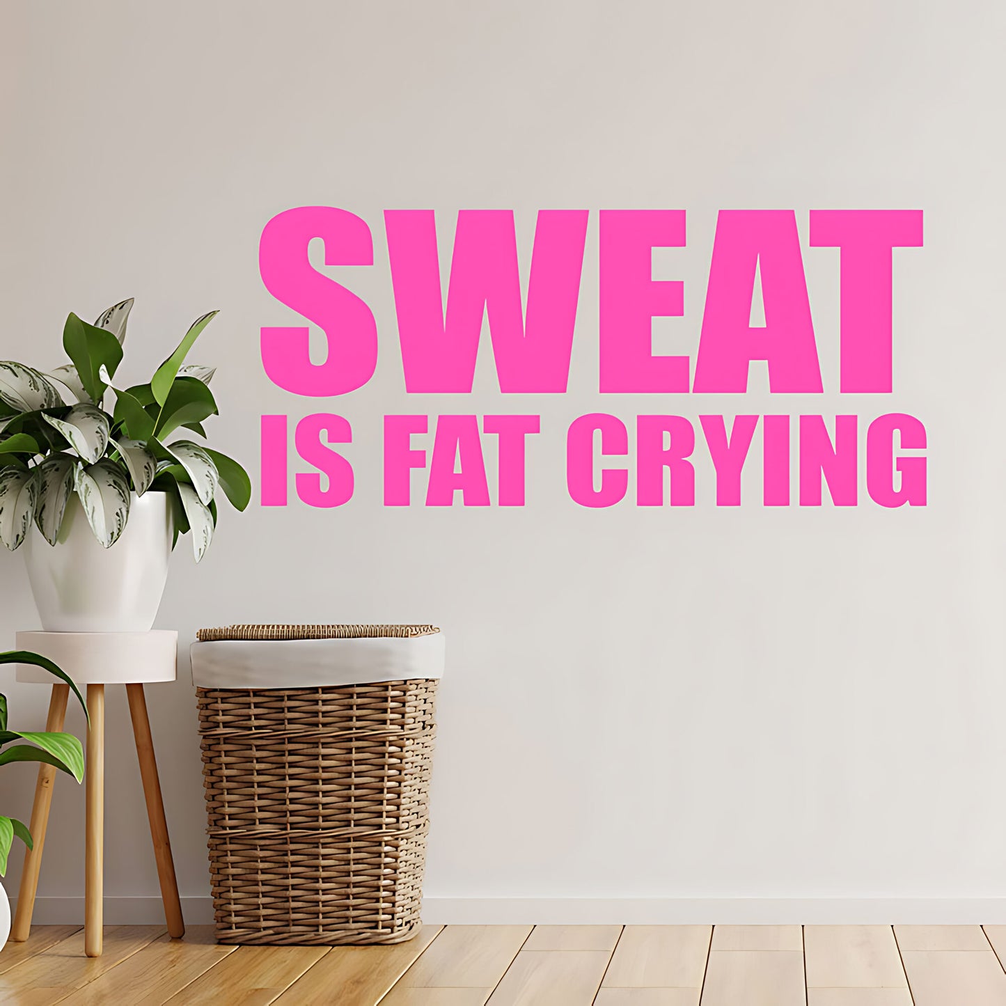 Sweat Is Fat Crying Wall Sticker – Gym Motivation Quote Decal