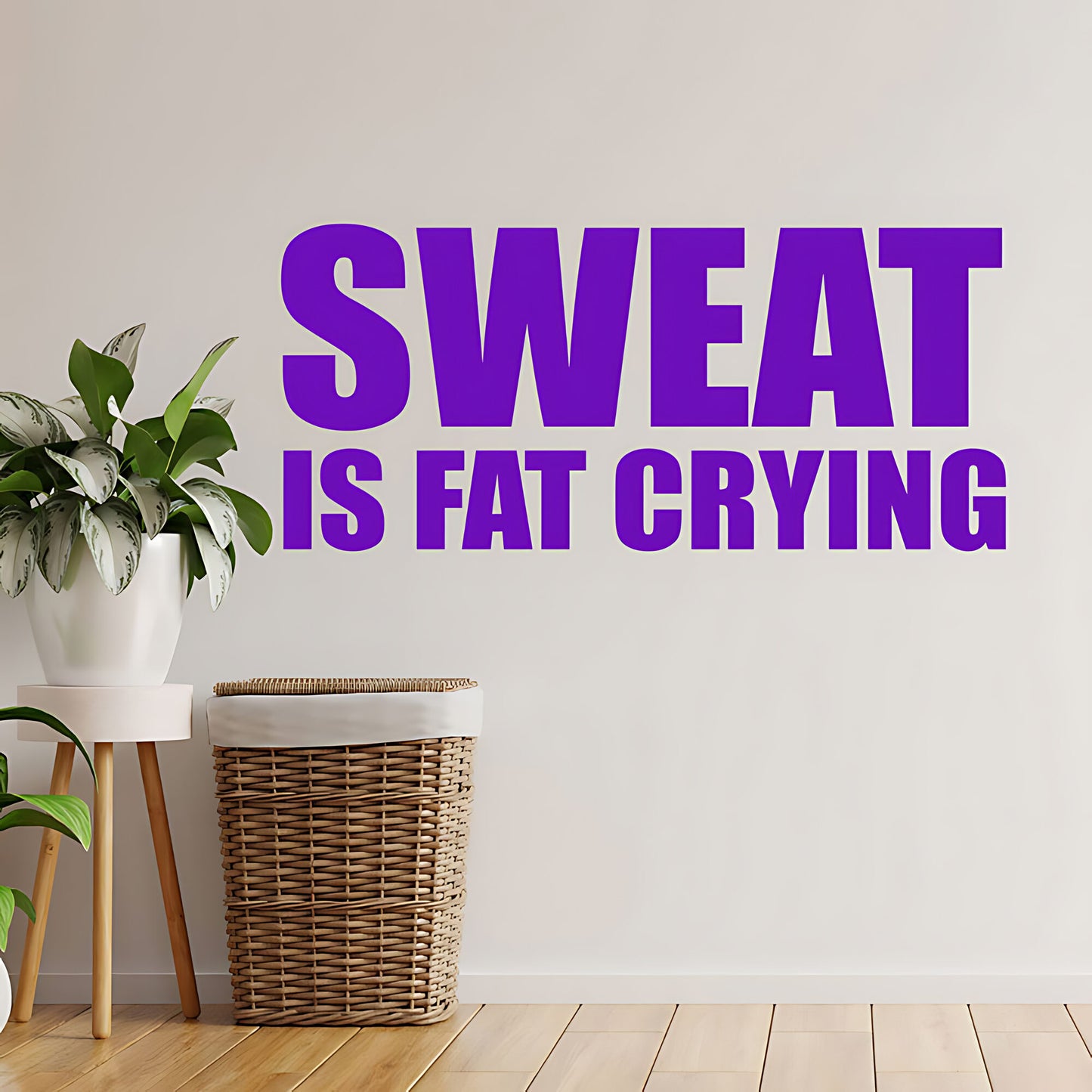 Sweat Is Fat Crying Wall Sticker – Gym Motivation Quote Decal