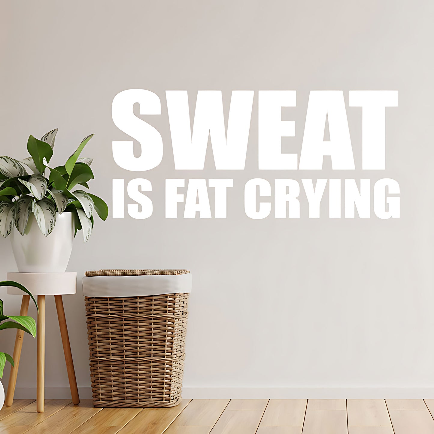Sweat Is Fat Crying Wall Sticker – Gym Motivation Quote Decal