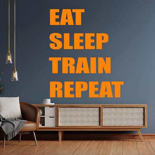 Eat Sleep Train Repeat Gym Wall Sticker & Decal