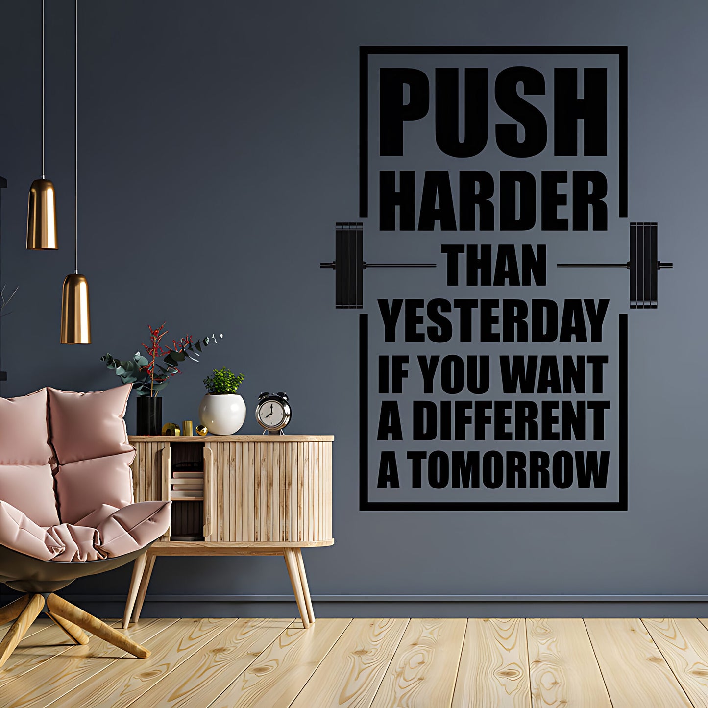 Push Harder Gym Motivation Inspirational Wall Art Vinyl Decal Sticker