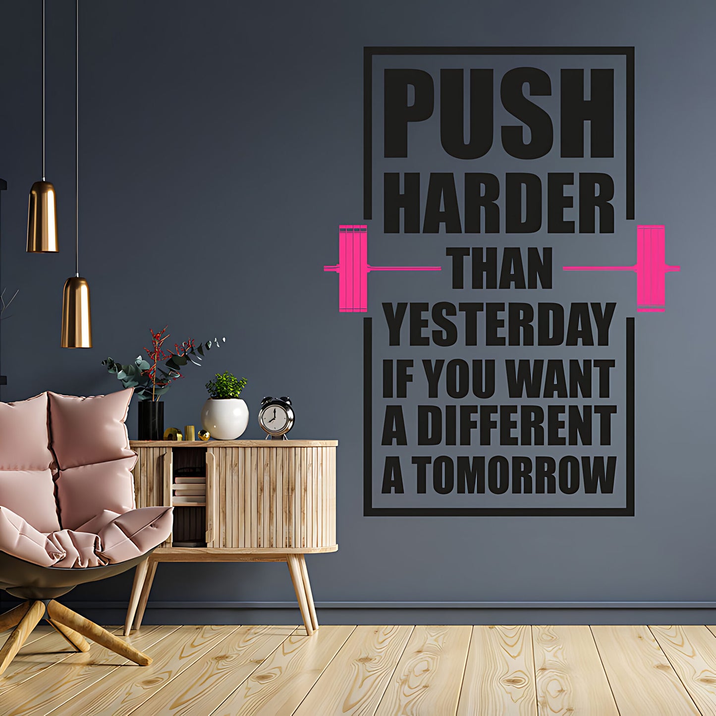 Push Harder Gym Motivation Inspirational Wall Art Vinyl Decal Sticker