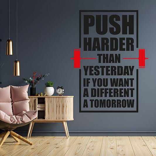 Push Harder Gym Motivation Inspirational Wall Art Vinyl Decal Sticker