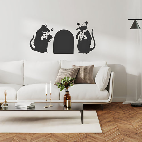 Banksy Rats in a Hole Wall Sticker ‚Äì Two Mice Mouse Hole Graffiti Decal