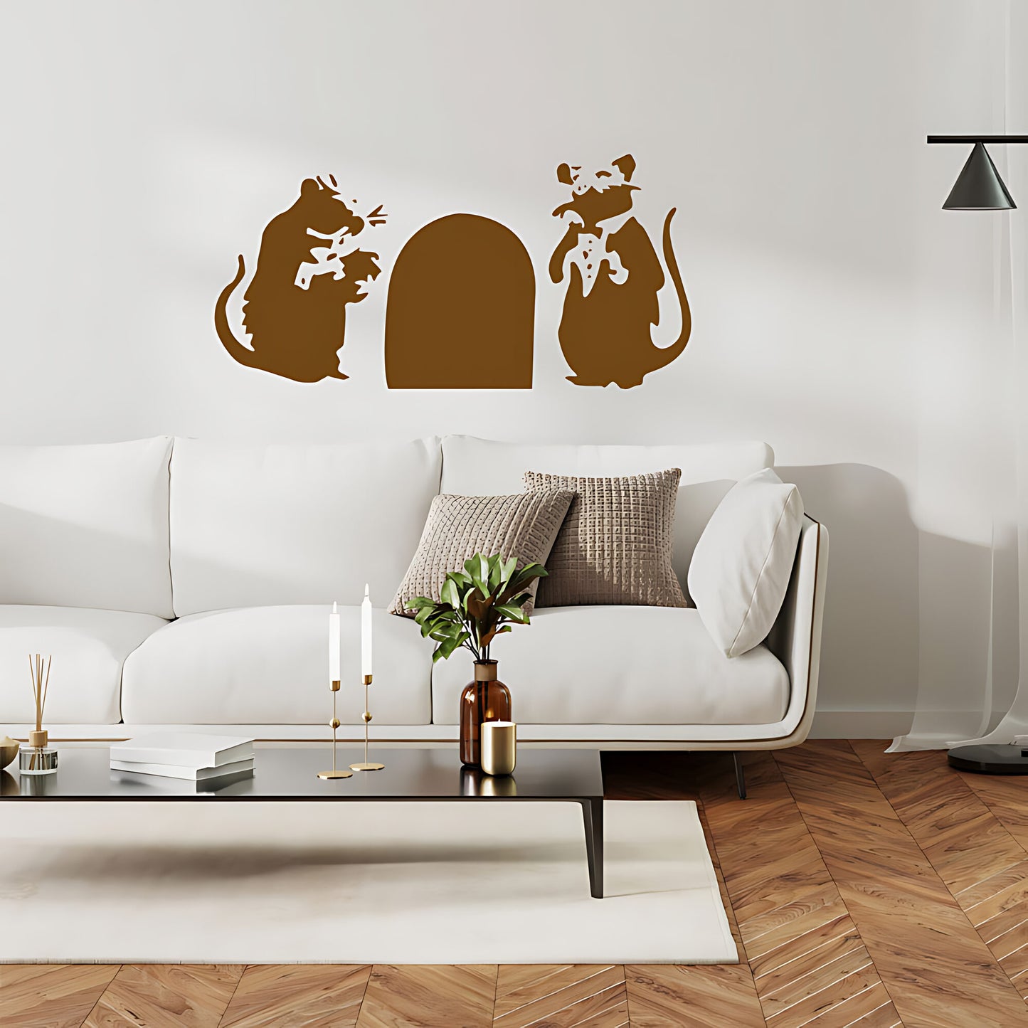 Banksy Rats in a Hole Wall Sticker – Two Mice Mouse Hole Graffiti Decal