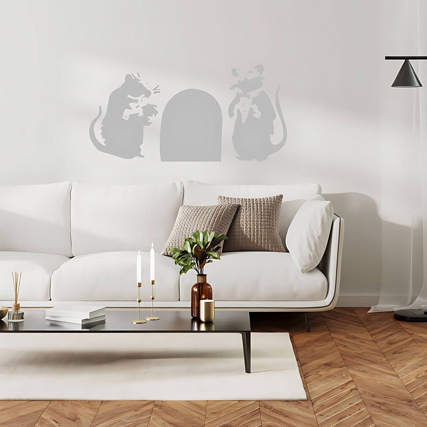 Banksy Rats in a Hole Wall Sticker – Two Mice Mouse Hole Graffiti Decal