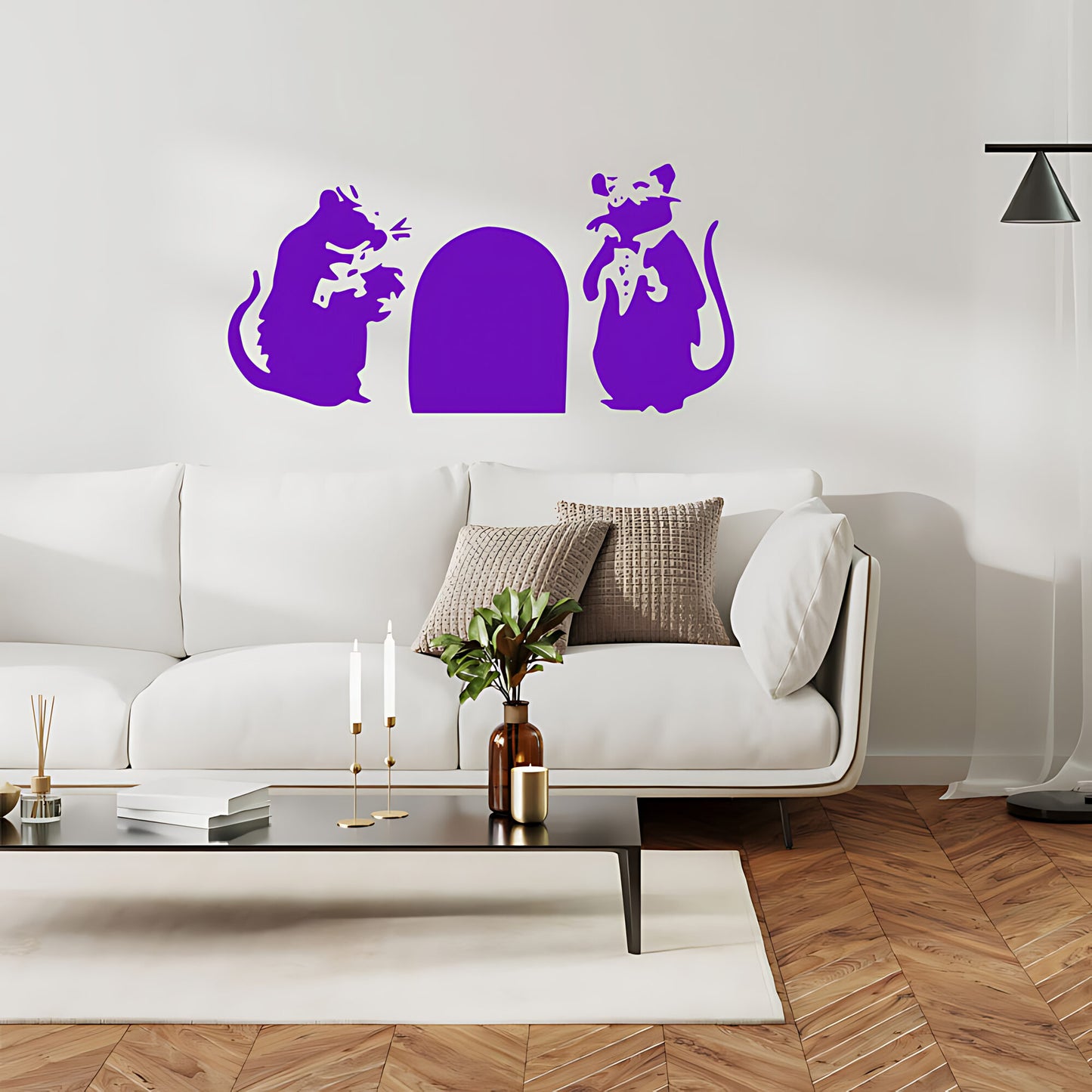 Banksy Rats in a Hole Wall Sticker – Two Mice Mouse Hole Graffiti Decal