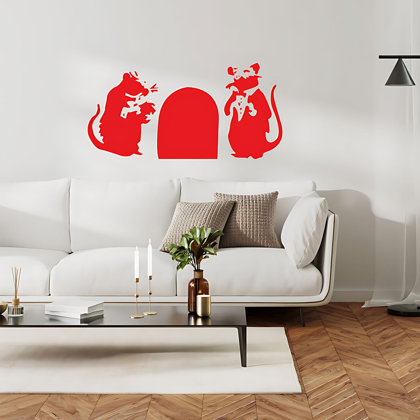 Banksy Rats in a Hole Wall Sticker – Two Mice Mouse Hole Graffiti Decal