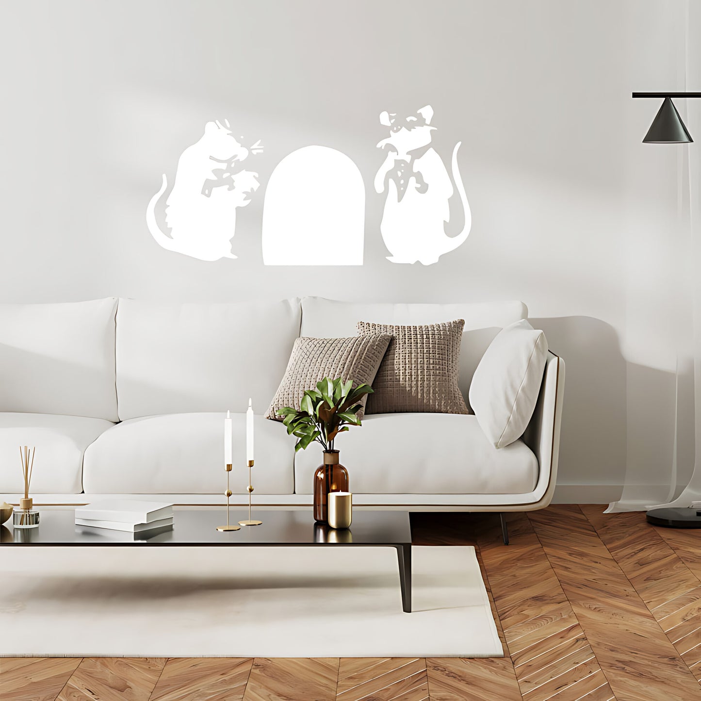 Banksy Rats in a Hole Wall Sticker – Two Mice Mouse Hole Graffiti Decal