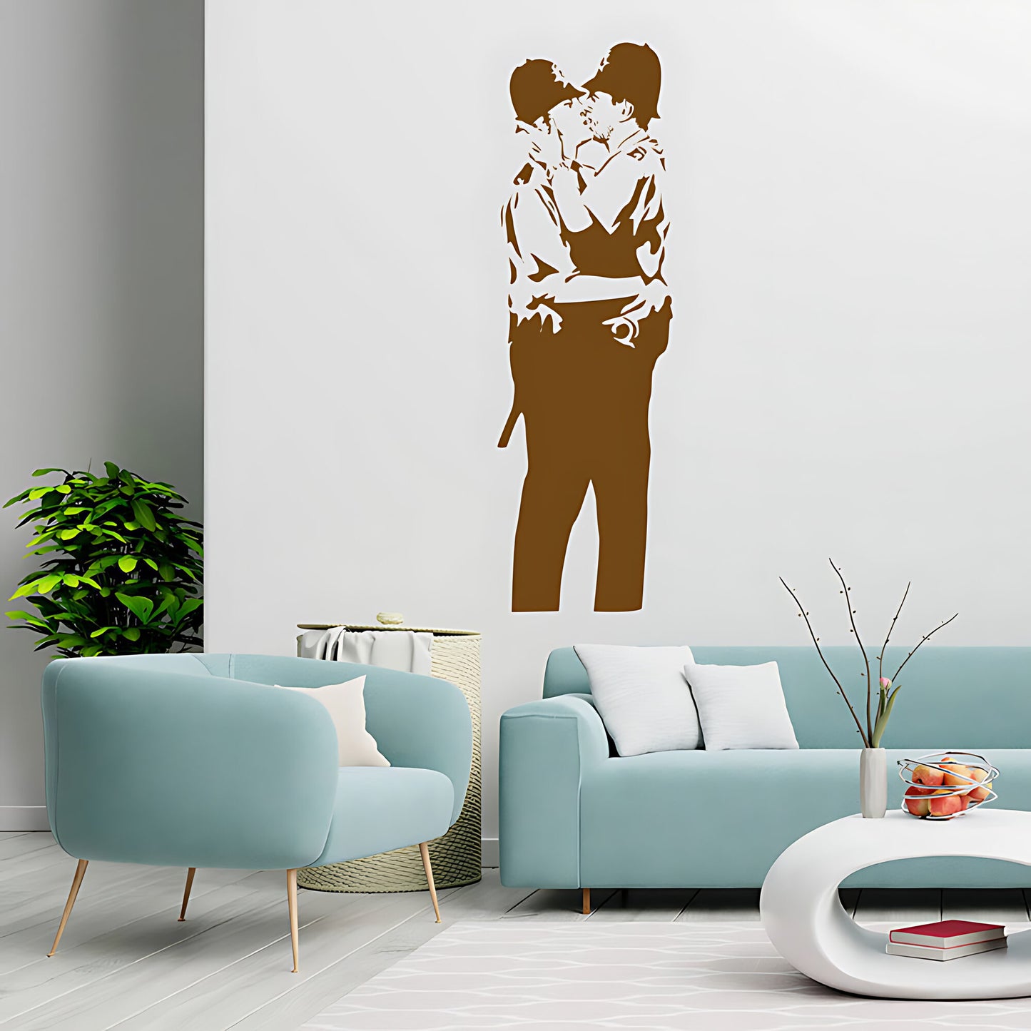 Kissing Cops Coppers Wall Art Sticker Decal - Banksy Style