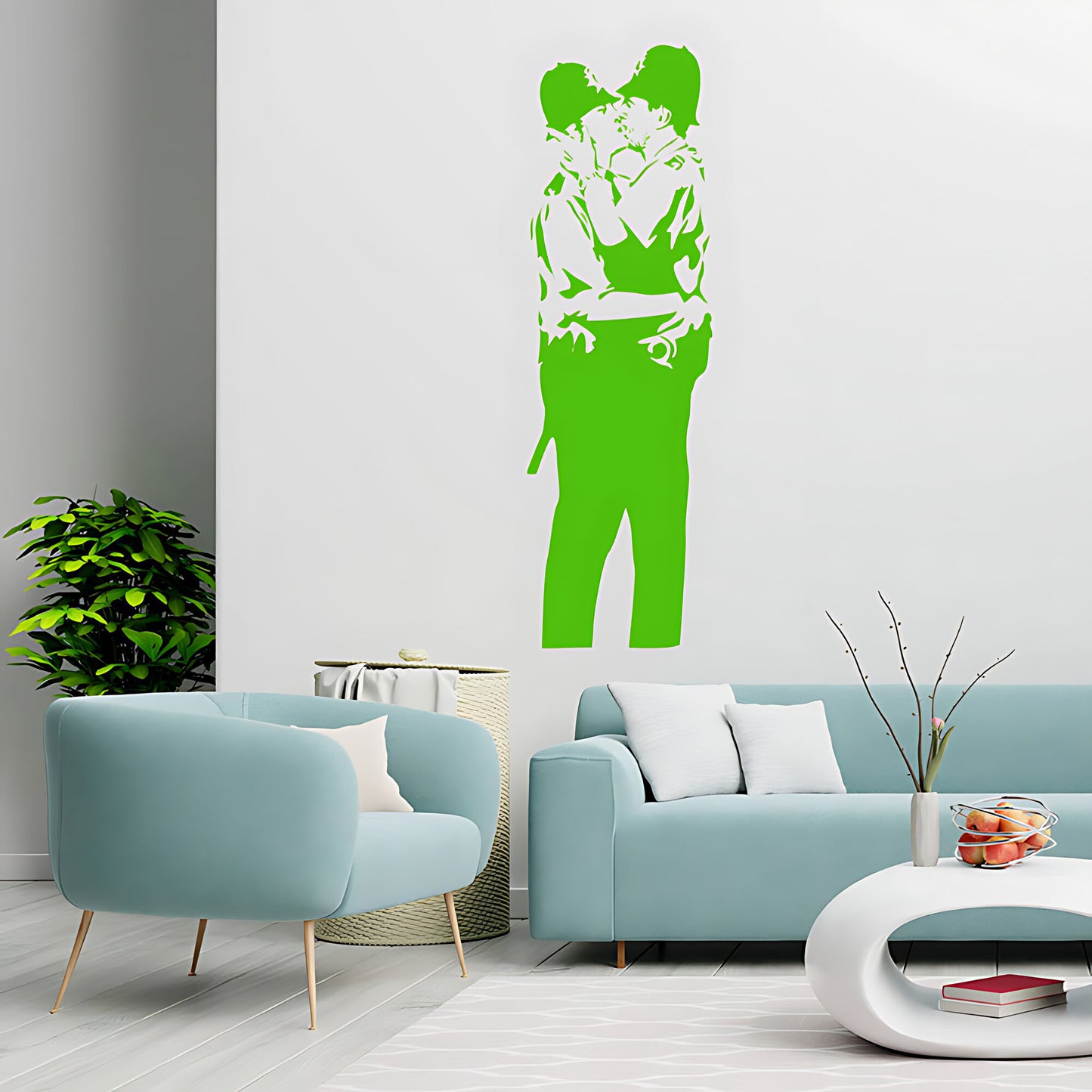 Kissing Cops Coppers Wall Art Sticker Decal - Banksy Style