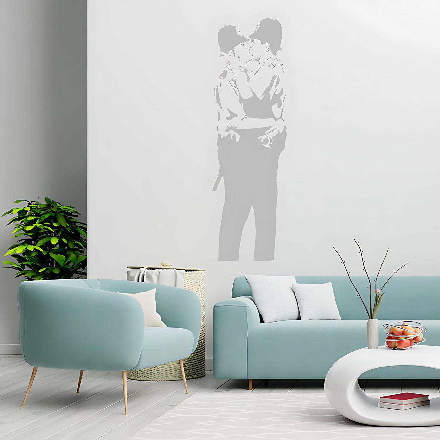 Kissing Cops Coppers Wall Art Sticker Decal - Banksy Style