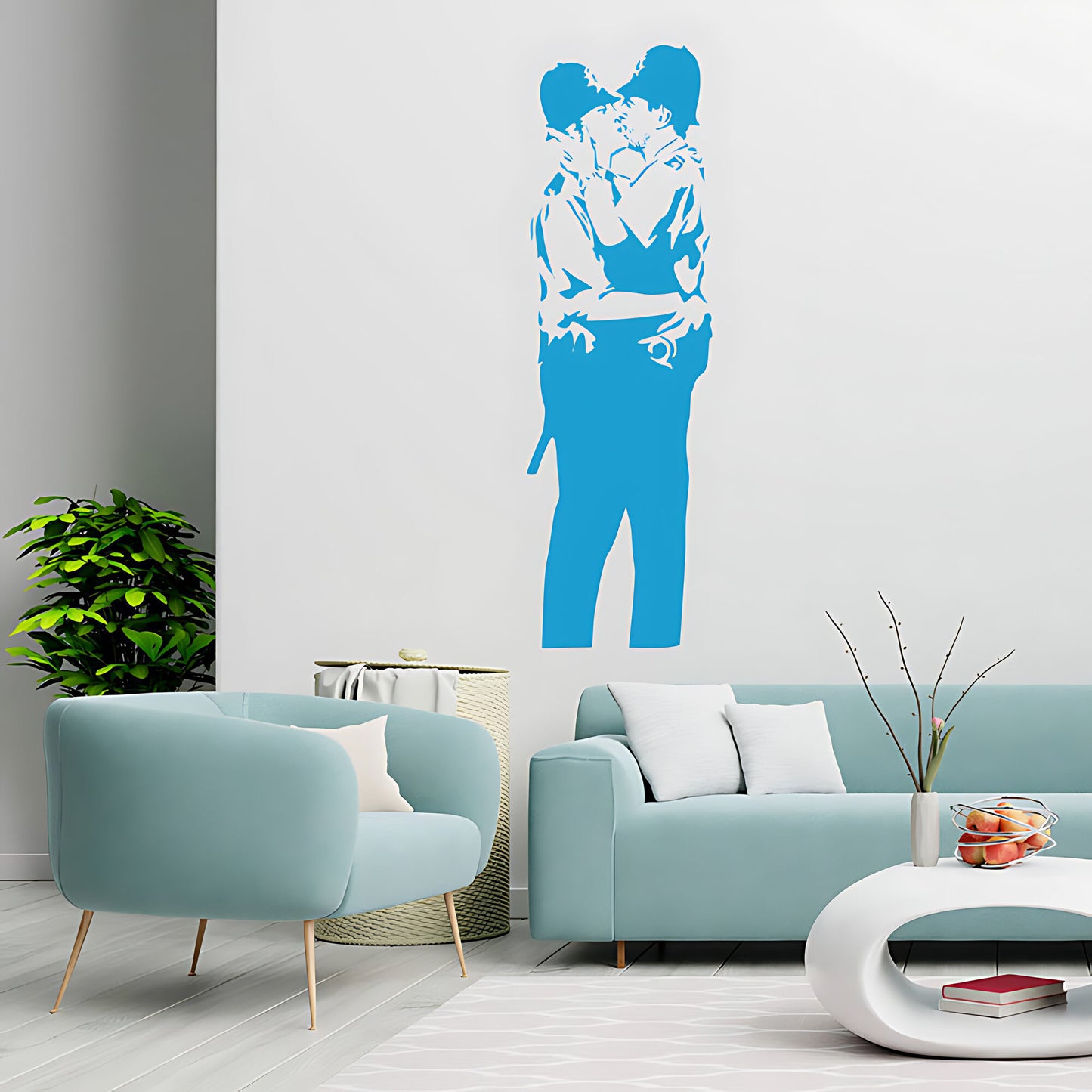 Kissing Cops Coppers Wall Art Sticker Decal - Banksy Style