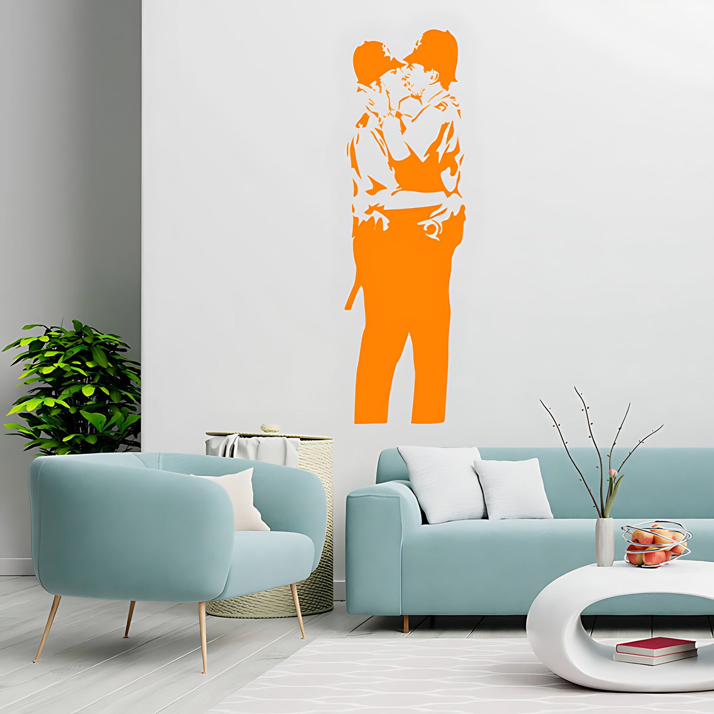 Kissing Cops Coppers Wall Art Sticker Decal - Banksy Style