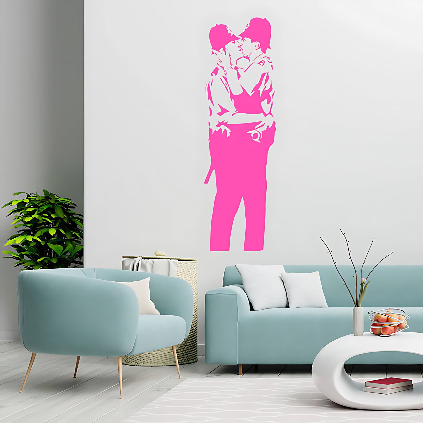 Kissing Cops Coppers Wall Art Sticker Decal - Banksy Style
