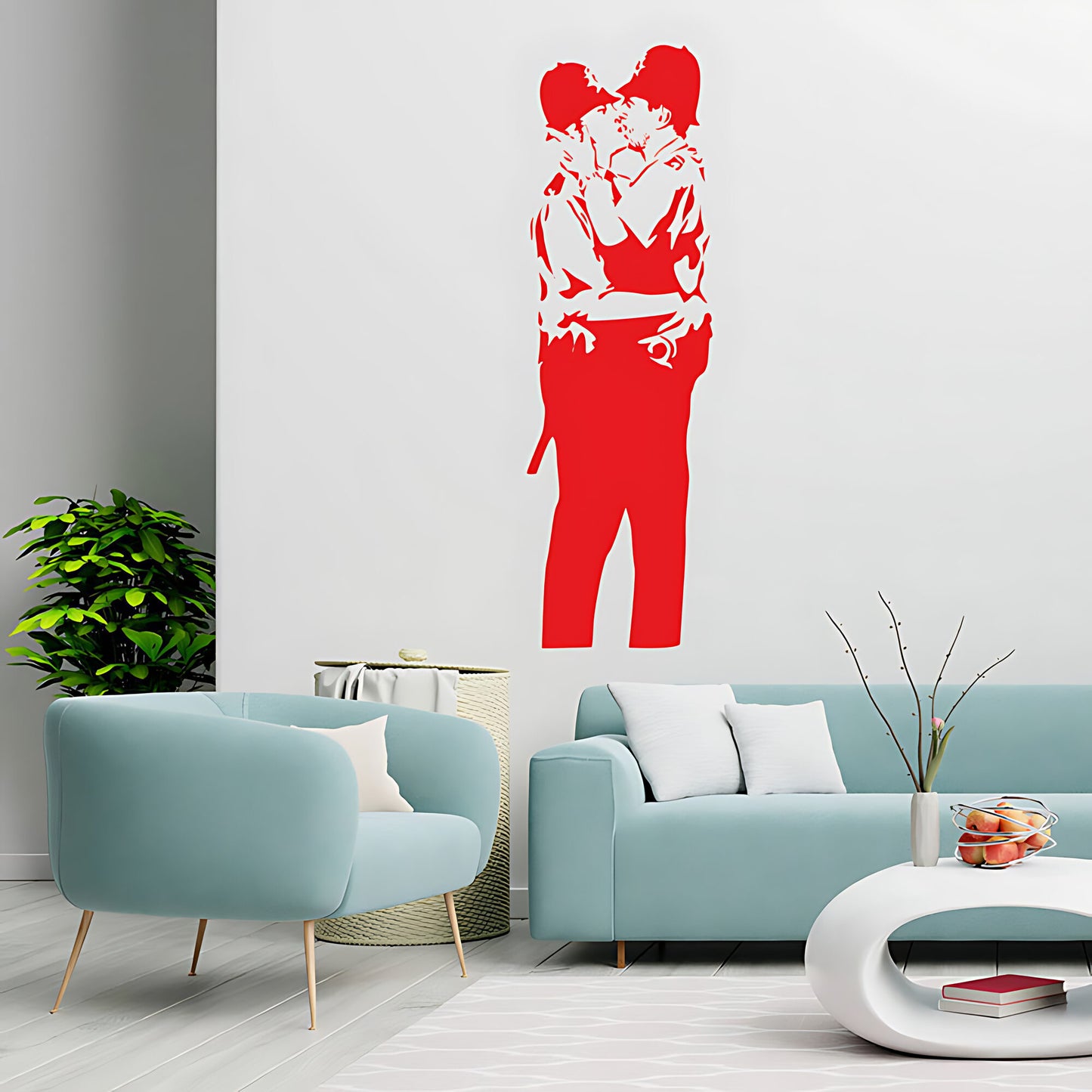 Kissing Cops Coppers Wall Art Sticker Decal - Banksy Style