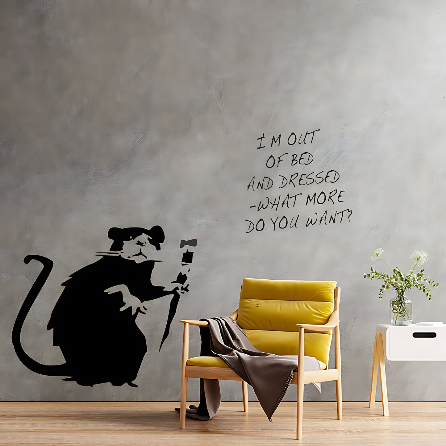 Banksy Out of Bed and Dressed Rat Wall Sticker – Graffiti Art Decal