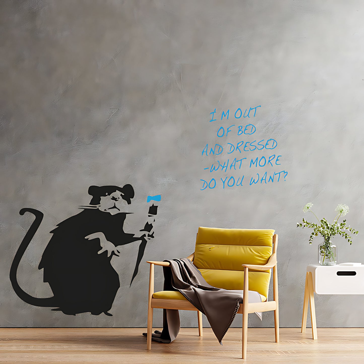 Banksy Out of Bed and Dressed Rat Wall Sticker – Graffiti Art Decal