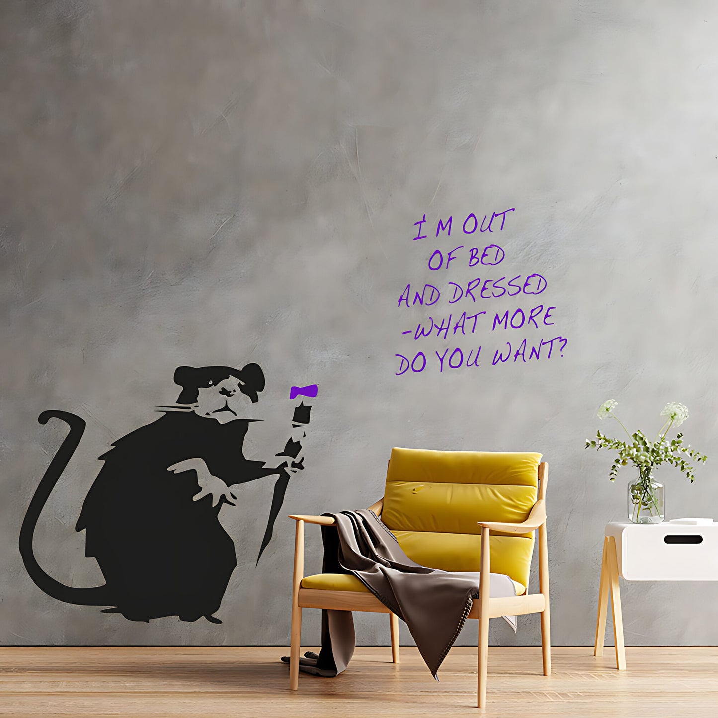 Banksy Out of Bed and Dressed Rat Wall Sticker – Graffiti Art Decal