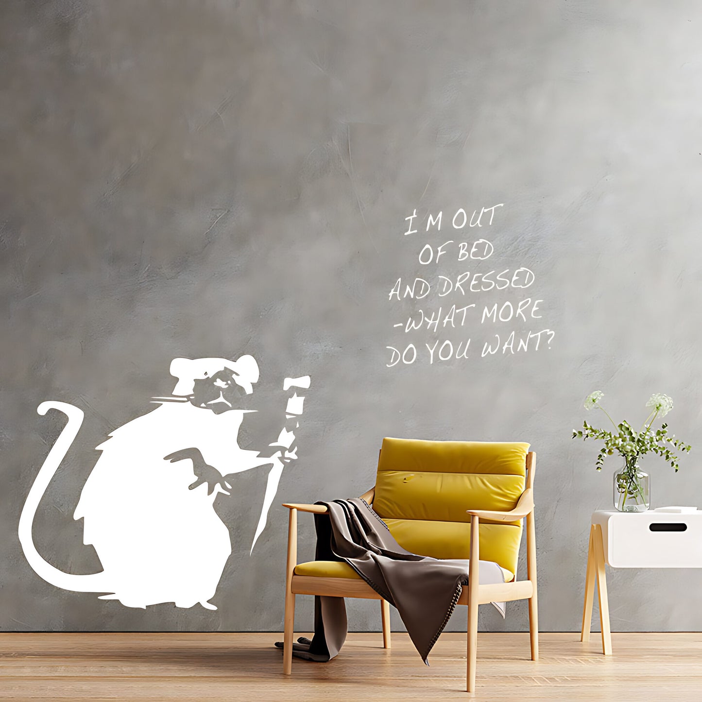 Banksy Out of Bed and Dressed Rat Wall Sticker – Graffiti Art Decal