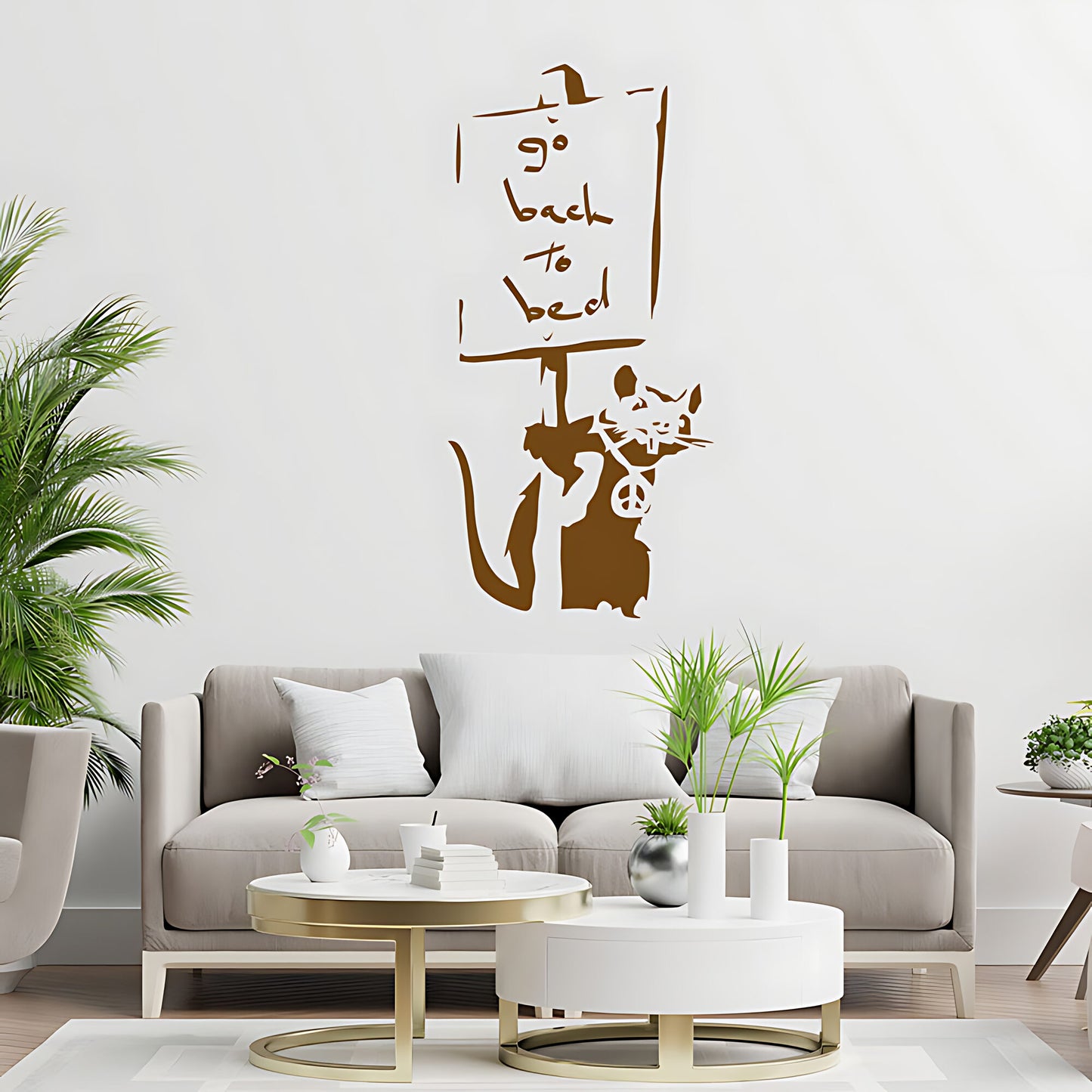Go Back to Bed Rat - Banksy Wall Art Sticker Decal