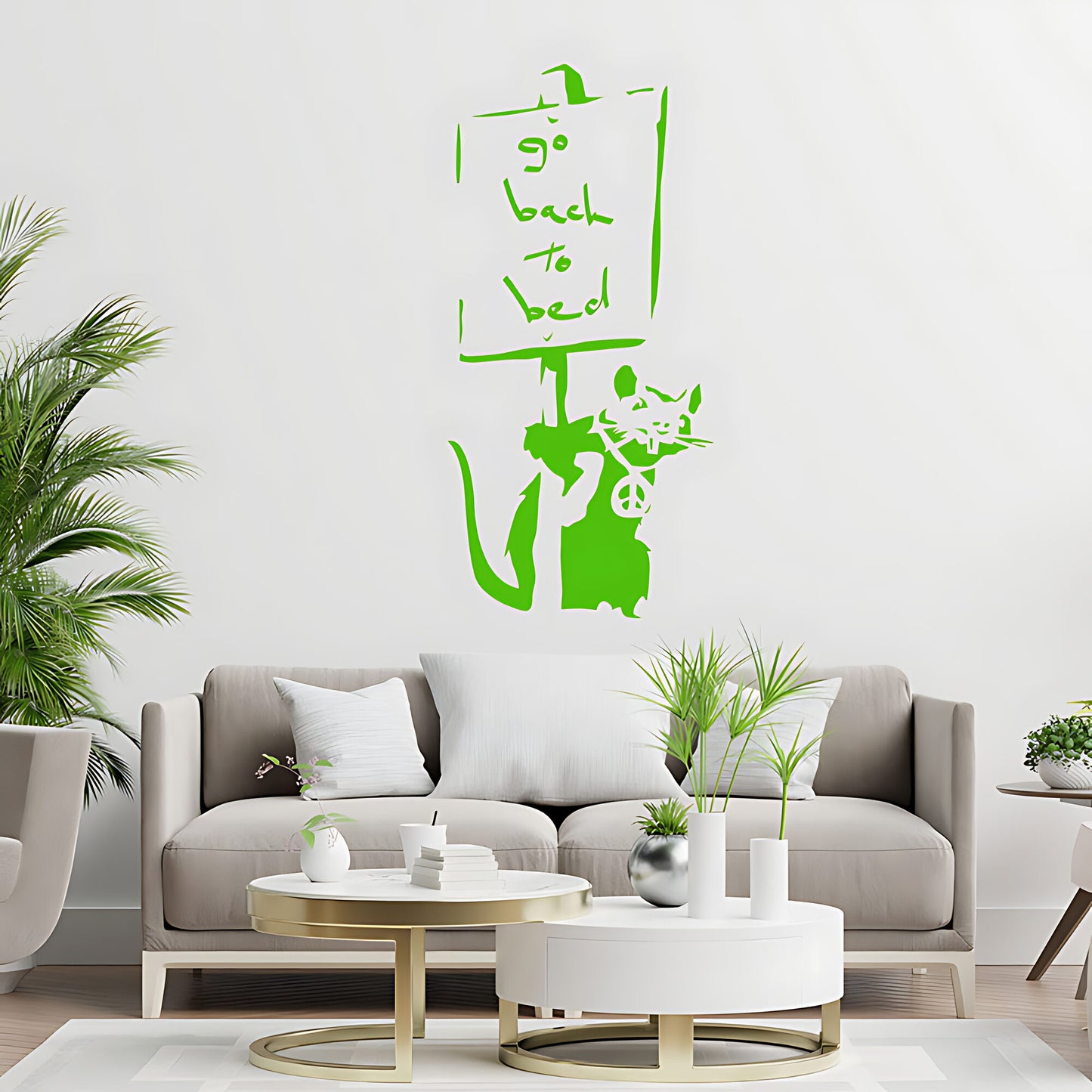 Go Back to Bed Rat - Banksy Wall Art Sticker Decal