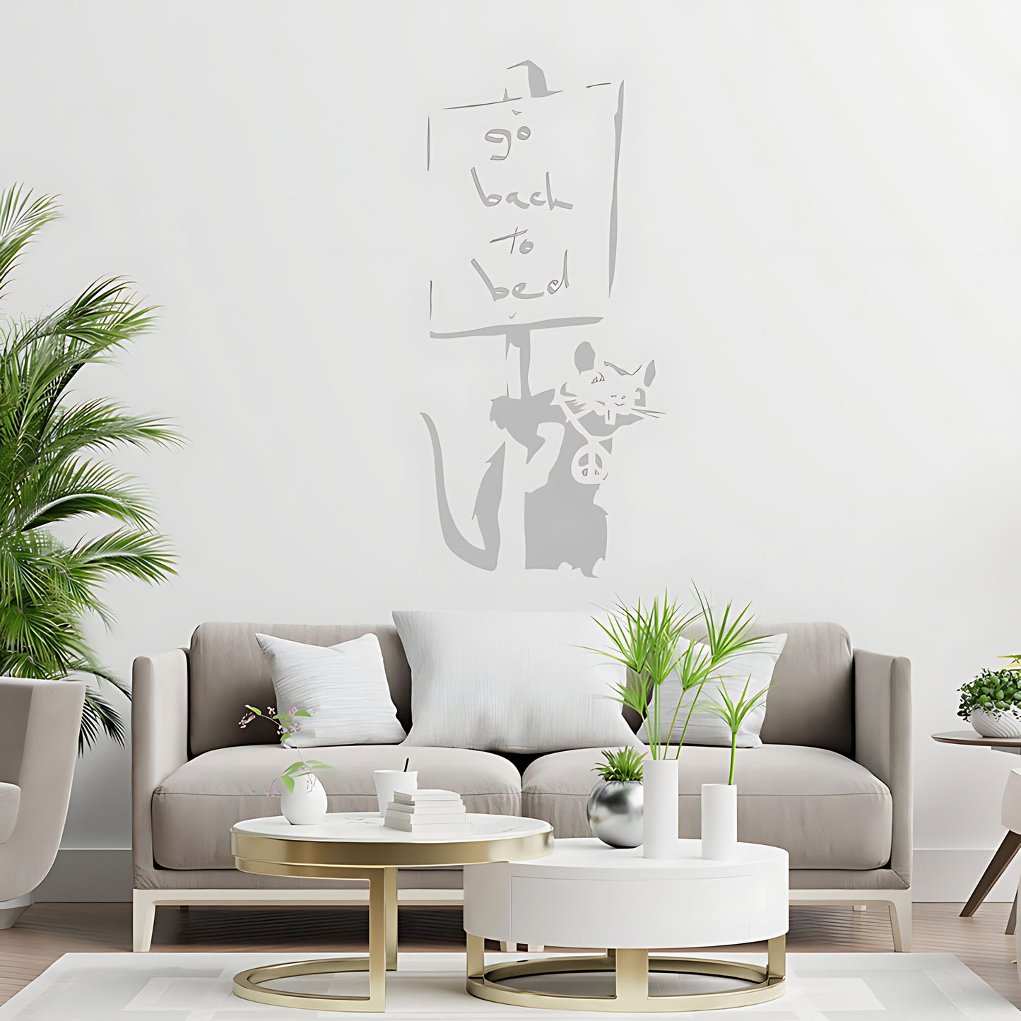 Go Back to Bed Rat - Banksy Wall Art Sticker Decal