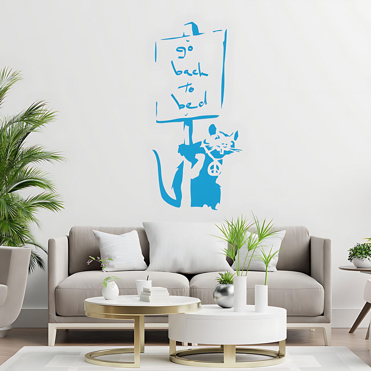 Go Back to Bed Rat - Banksy Wall Art Sticker Decal