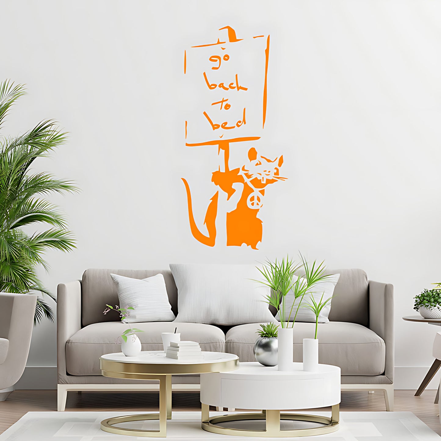 Go Back to Bed Rat - Banksy Wall Art Sticker Decal