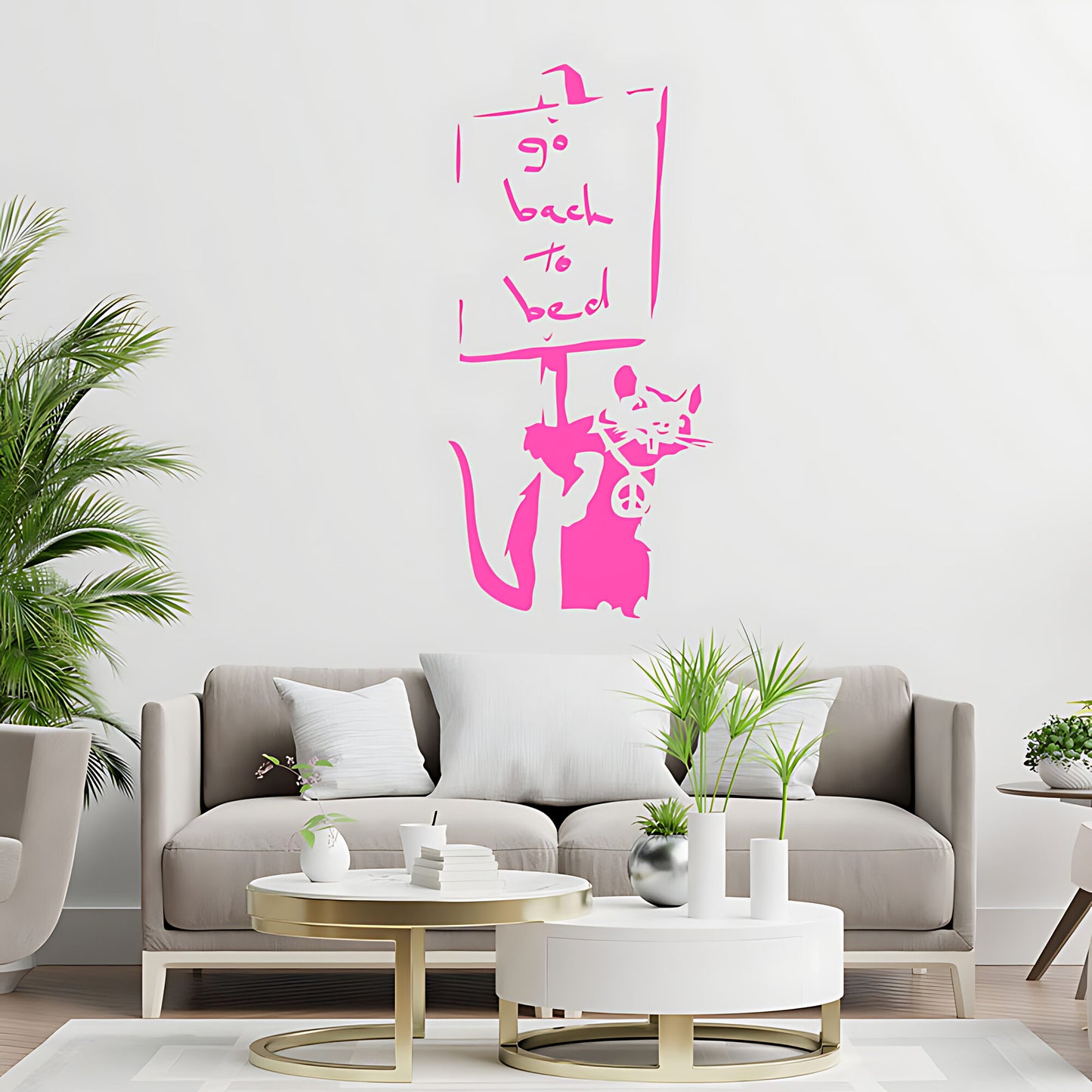 Go Back to Bed Rat - Banksy Wall Art Sticker Decal