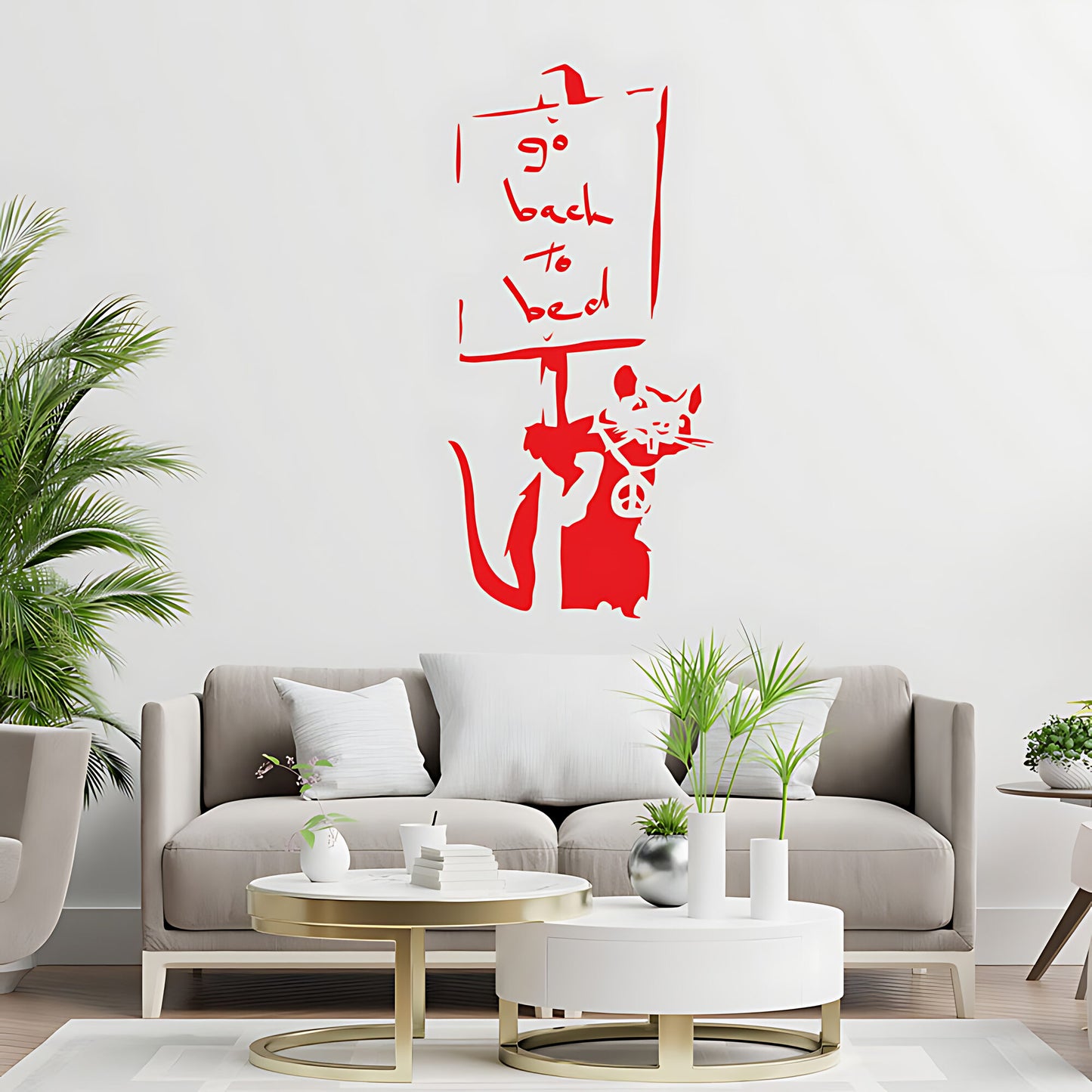 Go Back to Bed Rat - Banksy Wall Art Sticker Decal