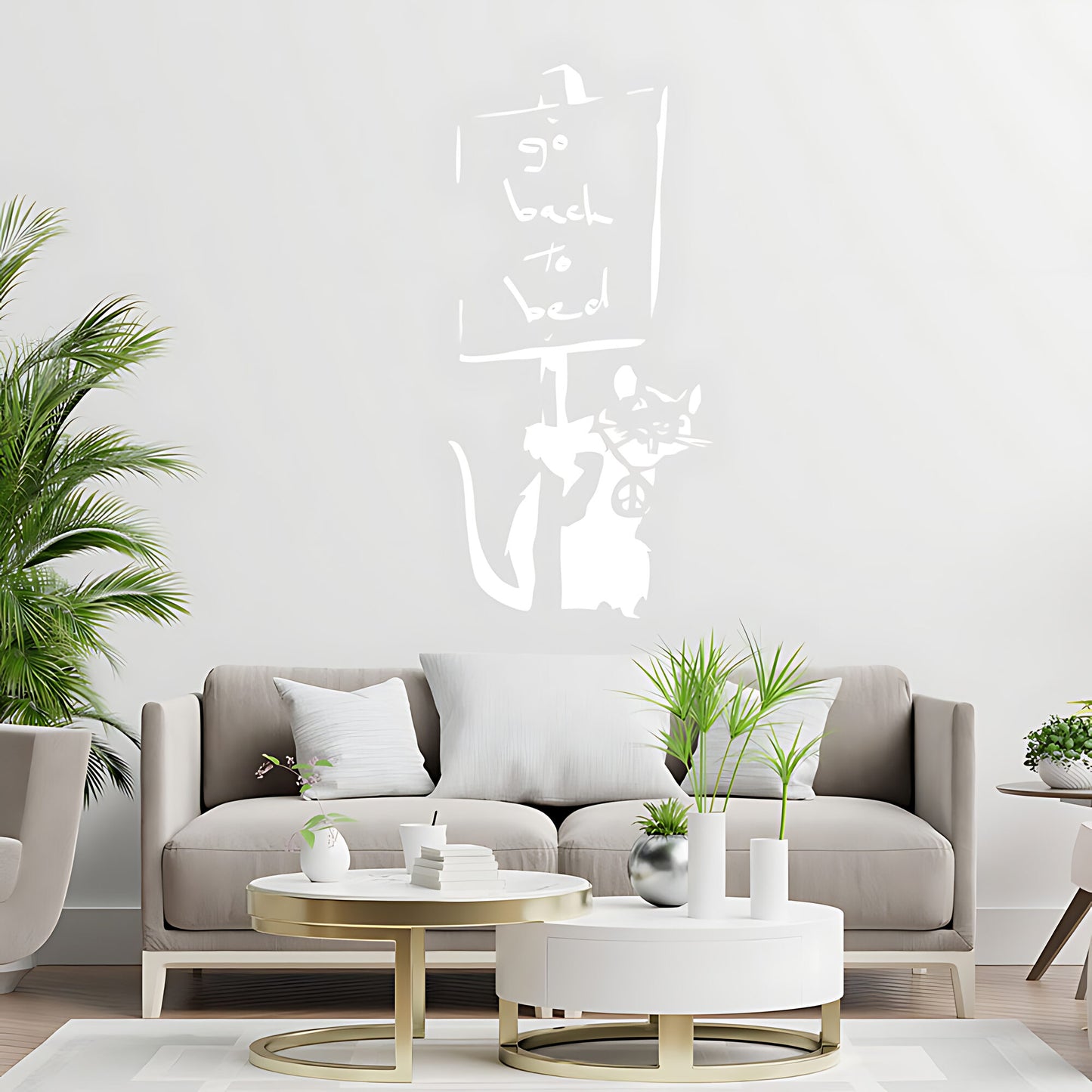 Go Back to Bed Rat - Banksy Wall Art Sticker Decal