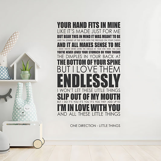 One Direction Little Things Song Lyrics Wall Sticker – Music Decal