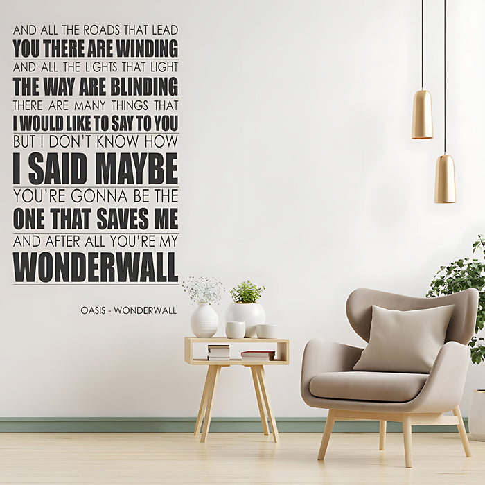 Oasis Wonderwall Song Lyrics Wall Sticker ‚Äì After All You're My Wonderwall Decal
