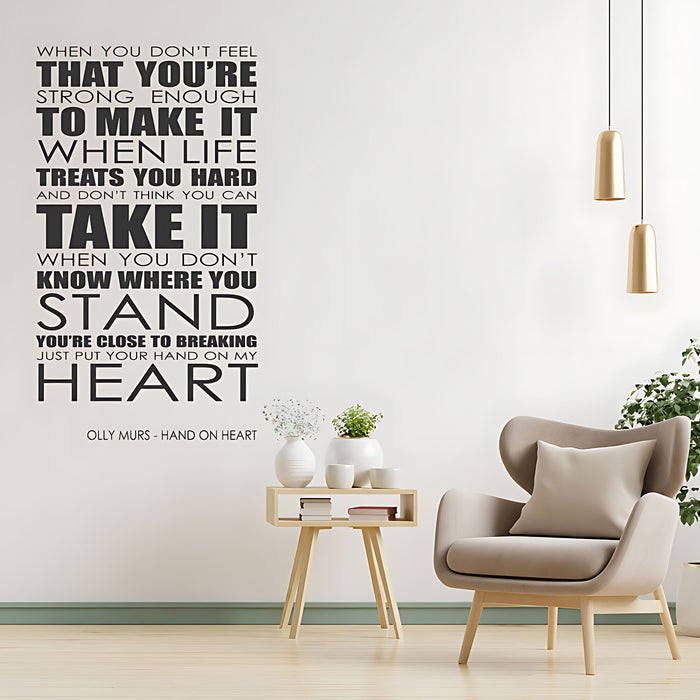 Olly Murs Hand On Heart Lyrics Wall Sticker ‚Äì Music Quote Decal