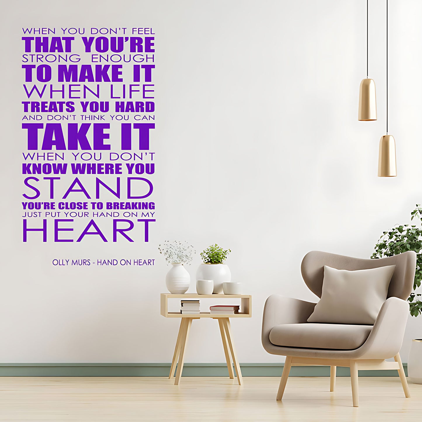Olly Murs Hand On Heart Lyrics Wall Sticker – Music Quote Decal
