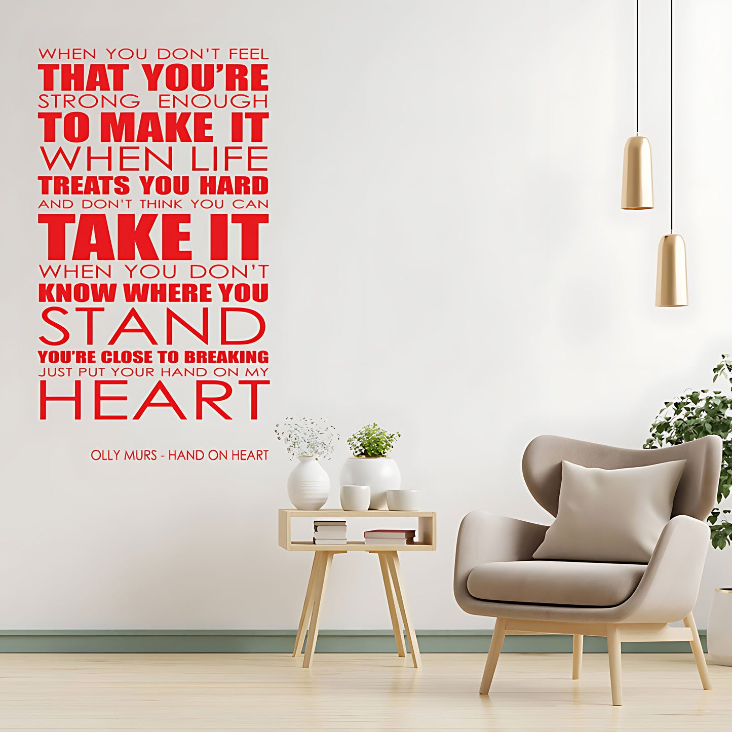 Olly Murs Hand On Heart Lyrics Wall Sticker – Music Quote Decal